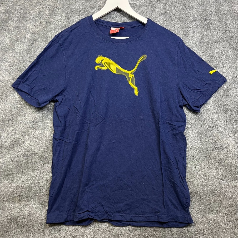 PUMA Sport Lifestyle T-Shirt Mens Large Navy Blue Good Skeleton Graphic 826739